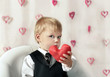 © natalinka29 - Little boy with red Heart in hands. Valentines Day concept