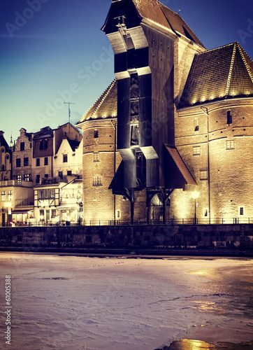 Naklejka samoprzylepna Rzeka moltawa i żuraw gdansk polska. 