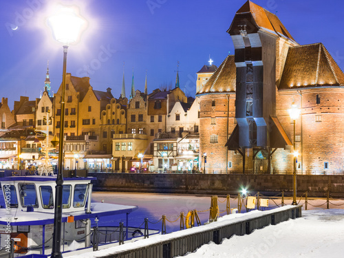 Naklejka samoprzylepna Rzeka moltawa i żuraw gdansk polska. 