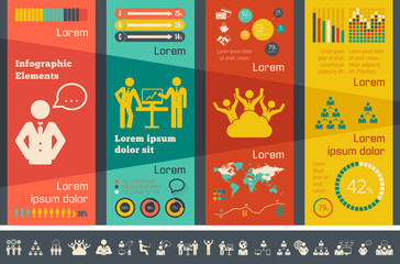 Sticker - Flat Business Infographic Elements plus Icon Set. Vector.