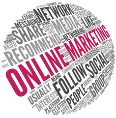 Sticker - Online marketing concept in word tag cloud