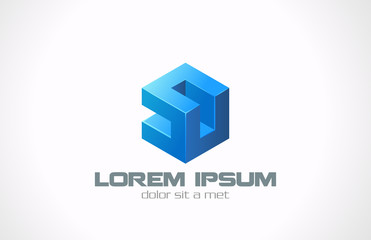 Poster - Logo Box abstract puzzle vector icon design template. Logic cube