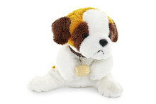 Plush Dog Toy Isolated On A White Background.