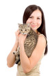 © sonsedskaya - Beautiful smiling woman with a kitten in her arms