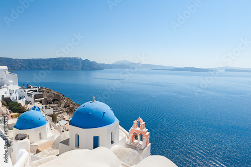 Fotoboard na płycie Kopuły kościelne w Oia santorini