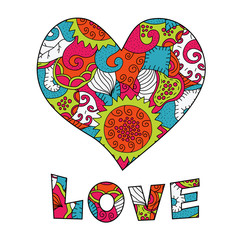 Wall Mural - Heart and Love text