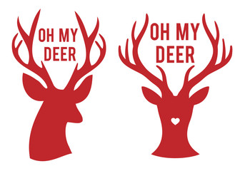 Fototapete - oh my deer heads, vector