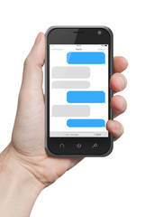 isolated male hand holding the phone tablet touch computer gadge