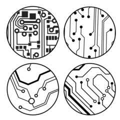 Poster - set of vector black circuit circle balls