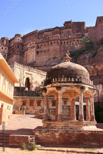 Board z aluminiowym obramowaniem Mehrangarh fort, Jodhpur, Indie