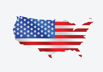 Poster - usa flag map