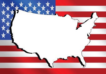 Poster - usa flag map