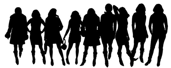 Poster - Vector silhouettes of women.