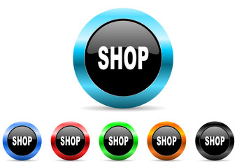 Poster - shop icon vector set