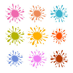 Poster - Colorful Vector Splash - Stain - Blot Illustration Set