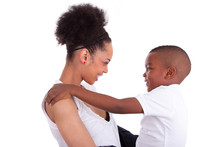 Young African American Single Mother With Her Son - Black People