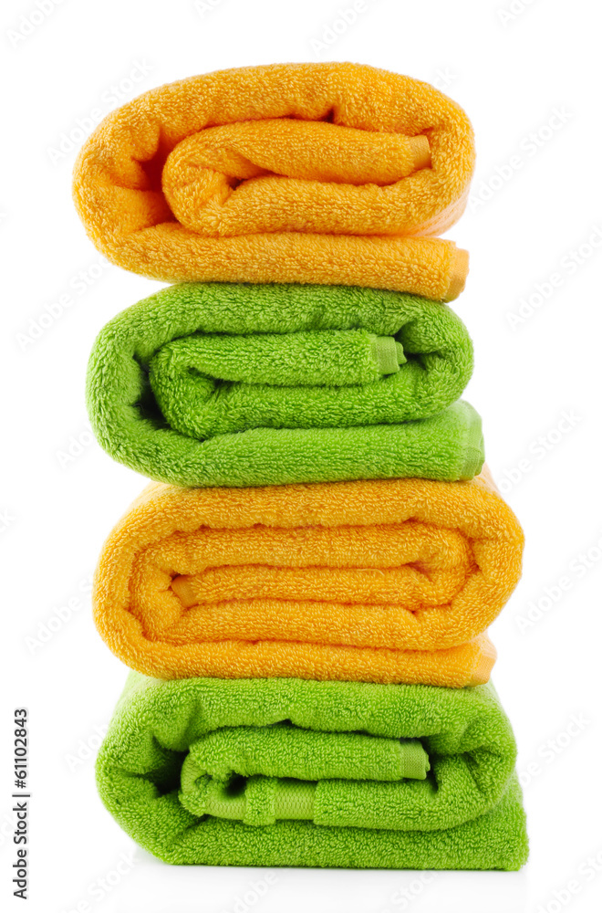 Colorful towels isolated on white