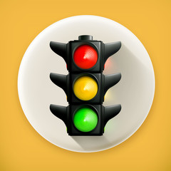 Canvas Print - Traffic lights, long shadow vector icon