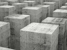 Abstract Construction Background With Array Of Concrete Blocks