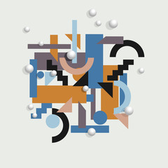 Canvas Print - Vector geometric background in cubism style