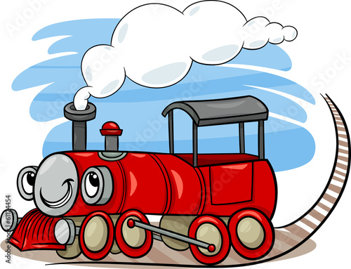 Obraz w ramie cartoon locomotive or engine character