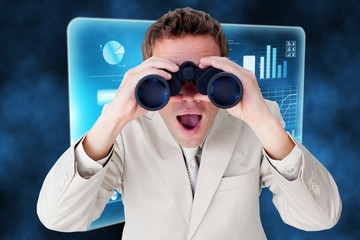 Wall Mural - Composite image of positive businessman using binoculars