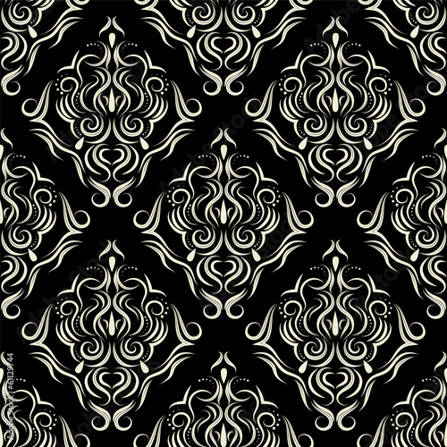 Board z aluminiowym obramowaniem Bez szwu ciemny wallpaper.damask wzór