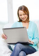 © Syda Productions - smiling woman with laptop computer at home