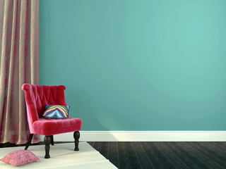 Wall Mural - Luxurious pink chair with decorations