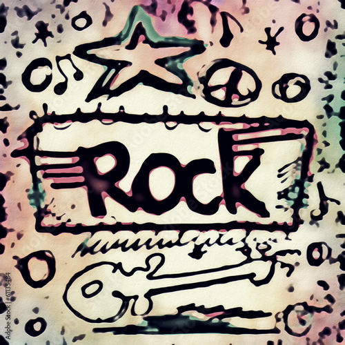 Obraz w ramie Doodle rock music icons background