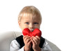 © natalinka29 - Little boy with red Heart in hands. Valentines Day concept