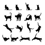 Fototapeta Koty - Cats  silhouette collection, vector