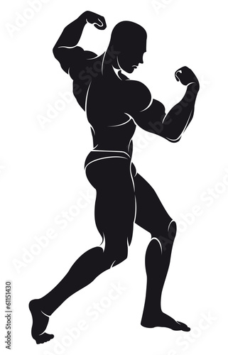 Fotografie, Obraz vector image with bodybuilder, silhouette