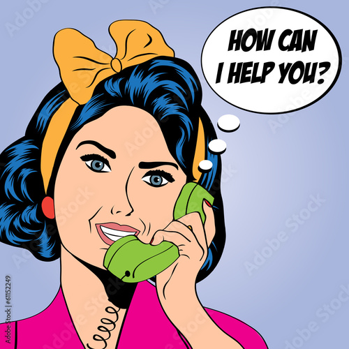 Board z aluminiowym obramowaniem Kobieta rozmowy przez telefon, ilustracja pop-art