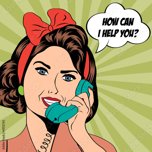 Board z aluminiowym obramowaniem Kobieta rozmowy przez telefon, ilustracja pop-art