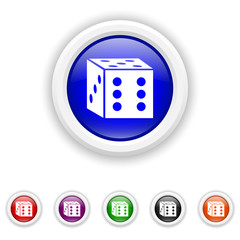 Canvas Print - Dice icon - six colours set vector