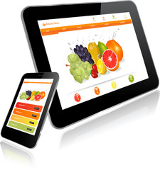 Wall Mural - tablet pc and smart phone
