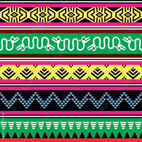 Board z aluminiowym obramowaniem Aztec tribal szwu z potworami w kolorze