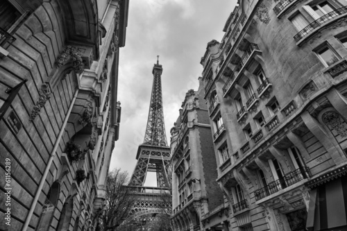 Obraz w ramie Paris Buildings with Eiffel Tower in the middle.