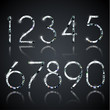 Set of shiny diamond digits with reflections