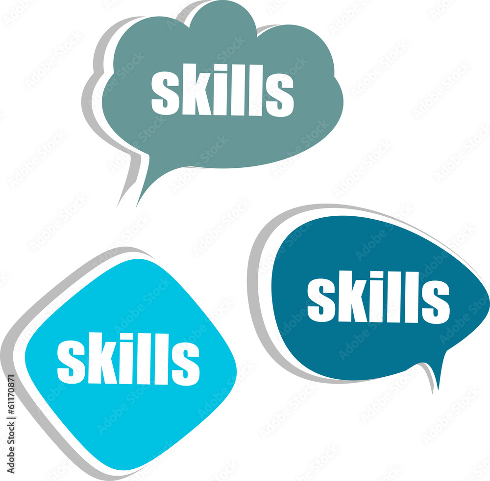 skills word on modern banner design template. set of stickers Stock ...