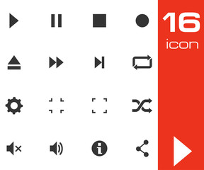 Wall Mural - vector black media buttons icons set