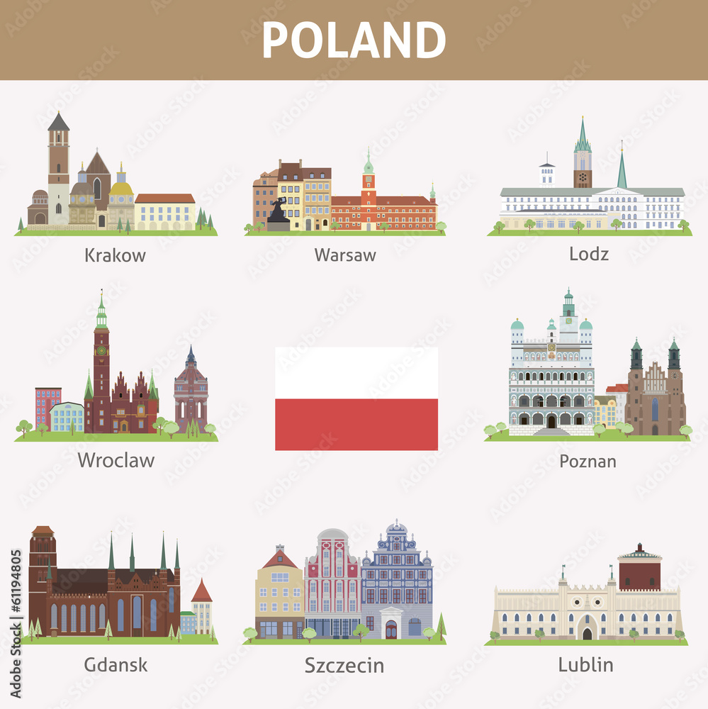 Poland. Symbols of cities - obrazy, fototapety, plakaty 