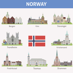 Poster - Norway. Symbols of cities