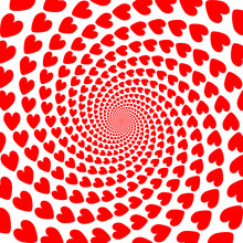 Design Red Heart Spiral Motion Backdrop. Valentines Day Card