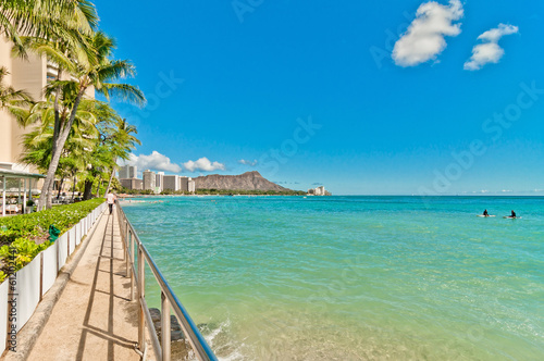 Obraz na płótnie canvas trzyczęściowy "tryptyk" Plaża waikiki w honolulu, hawaje