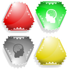 Sticker - Human brain. Vector sticker.