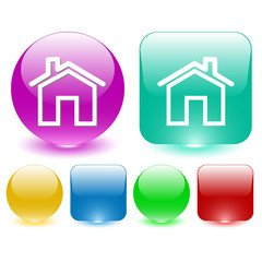 Sticker - Home. Vector interface element.