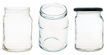 Set Of Square Glass Jar Isolated On White