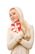 © lenets_tan - Pretty blonde in warm clothing with xmas gift box